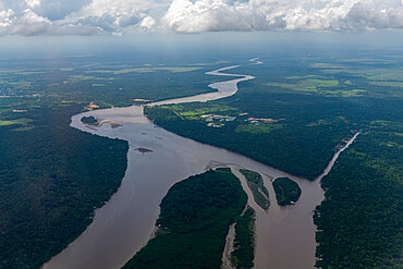 Aerial of the Amazon River, Macapa, Brazil, South America