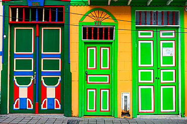 Colourful houses in Filandia, UNESCO World Heritage Site, Coffee Cultural Landscape, Quindio, Colombia, South America