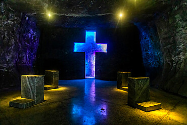 Christian cross, Salt cathedral of Zipaquira, Colombia, South America