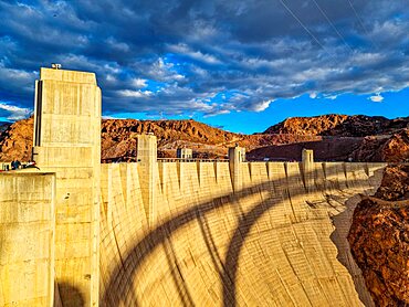 Hoover Dam at sunset, Nevada, USA