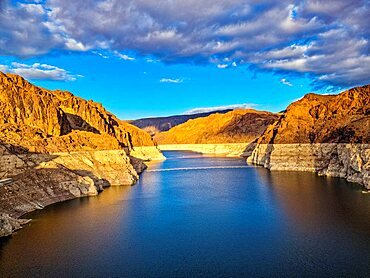 Hoover Dam at sunset, Nevada, USA