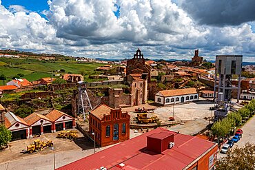 Aerial of the ancient mine, Unesco site Heritage of mercury, Almaden, Castile-La Mancha, Spain