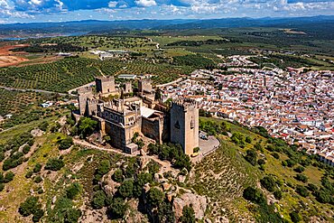 Aerial of the Castle of Almodovar del Rio, Andalusia, Spain