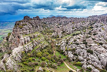 Aerial of El Torcal de Antequera nature reserve, Antequera, Andalucia, Spain