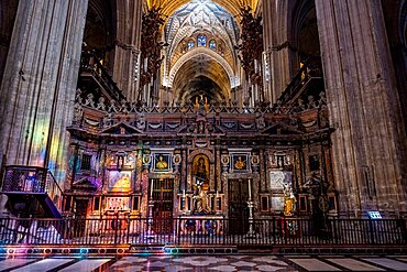 Interior of the Unesco site the cathedral of Seville, Andalucia, Spain