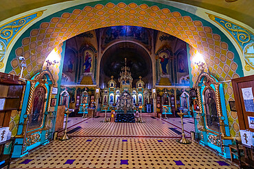 Interior of the Orthodox Cathedral, Uralsk, Kazakhstan, Central Asia, Asia