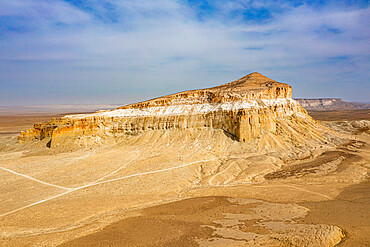 Sherkala mountain, looking like a Yurt, Shetpe, Mangystau, Kazakhstan, Central Asia, Asia