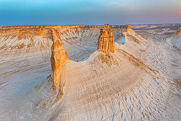 Sunrise over Bozzhira Canyon, Ustyurt plateau, Mangystau, Kazakhstan, Central Asia, Asia