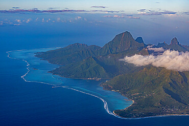 Aerial of Moorea (Mo'orea), Society Islands, French Polynesia, South Pacific, Pacific