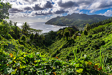 View over Avera, Rurutu, Austral islands, French Polynesia, South Pacific, Pacific