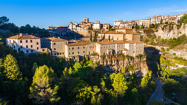 Aerial of Cuenca, UNESCO World Heritage Site, Castilla-La Mancha, Spain, Europe