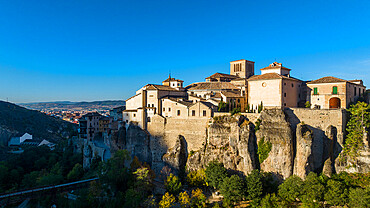 Aerial of Cuenca, UNESCO World Heritage Site, Castilla-La Mancha, Spain, Europe