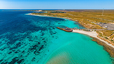 Aerial of the Ningaloo Reef, Coral Bay, UNESCO World Heritage Site, Western Australia, Australia, Pacific