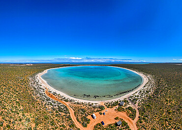 Aerial of Little Lagoon, Denham, Shark Bay, UNESCO World Heritage Site, Western Australia, Australia, Pacific