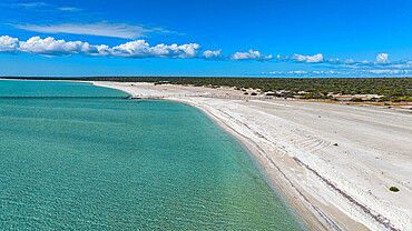 Aerial of Shell Beach, Shark Bay, UNESCO World Heritage Site, Western Australia, Australia, Pacific