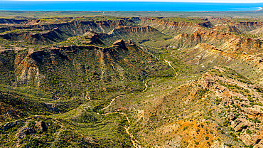 Aerial of Cape Range National Park, Exmouth, Western Australia, Australia, Pacific