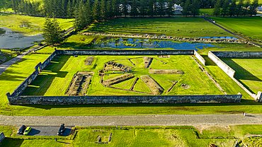 Aerial of the Kingston and Arthur's Vale Historic Area, UNESCO World Heritage Site, Norfolk Island, Australia, Pacific