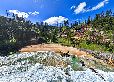 Aerial of Anson Bay, Norfolk Island, Australia, Pacific