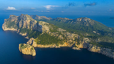 Aerial of the Formentor Peninsula, Pollenca, Mallorca, Balearic Islands, Spain, Mediterranean, Europe