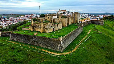 Aerial view of the castle of the Unesco site Elvas, Alentejo, Portugal