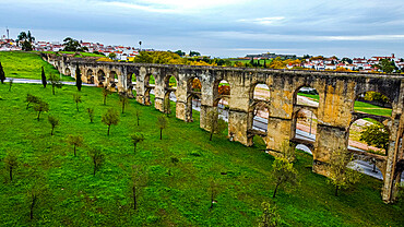 Aerial of the Aqueduct of the Unesco site Elvas, Alentejo, Portugal