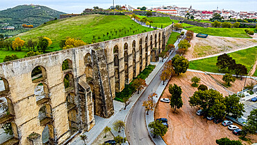 Aerial of the Aqueduct of the Unesco site Elvas, Alentejo, Portugal