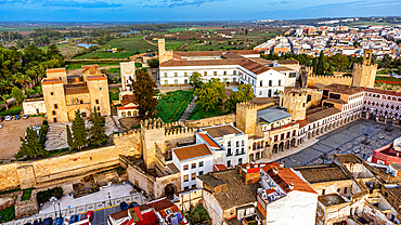 Aerial of the Alcazaba castle, Badajoz, Extremadura, Spain