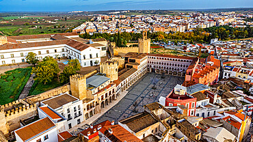 Aerial of the Alcazaba castle, Badajoz, Extremadura, Spain