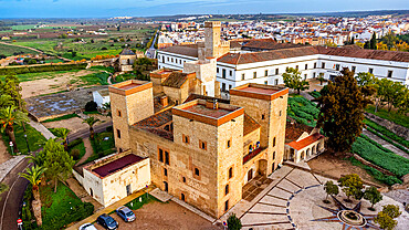 Aerial of the Alcazaba castle, Badajoz, Extremadura, Spain