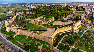 Aerial of the Alcazaba castle, Badajoz, Extremadura, Spain