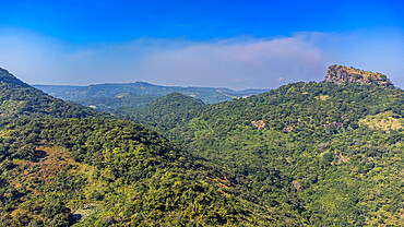 Aerial of the forested mountains near mamou, Futa Djallon, Guinea