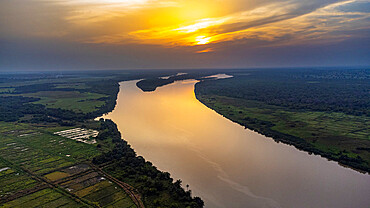 Evening light over River Gambia National Park, Gambia, Africa