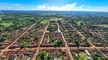 Aerial of the Concepcion Mission, Jesuit Missions of Chiquitos, UNESCO World Heritage Site, Santa Cruz department, Bolivia, South America