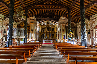 Interior of San Rafael de Velasco Mission, Jesuit Missions of Chiquitos, UNESCO World Heritage Site, Santa Cruz department, Bolivia, South America