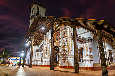 San Ignacio de Velasco Mission at night, Jesuit Missions of Chiquitos, Santa Cruz department, Bolivia, South America