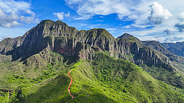 Aerial of the mountains around Samaipata, Santa Cruz department, Bolivia, South America