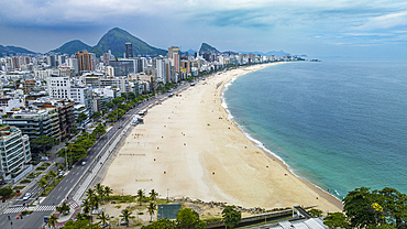 Aerial of Leblon beach, Rio de Janeiro, Brazil, South America