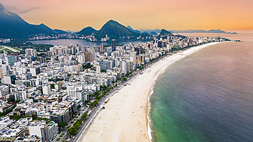 Aerial of Leblon beach, Rio de Janeiro, Brazil, South America