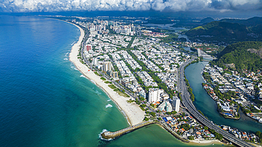 Aerial of Barra de Tijuca, Rio de Janeiro, Brazil, South America