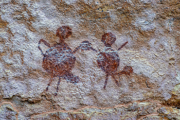 Rock art painting at Pedra Furada, Serra da Capivara National Park, UNESCO World Heritage Site, Piaui, Brazil, South America