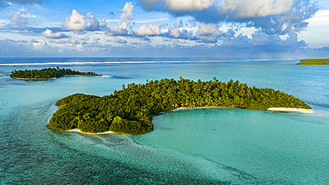 Aerial of little islands, Cocos (Keeling) Islands, Australian Indian Ocean Territory, Australia, Indian Ocean