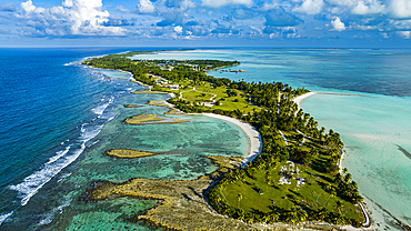 Aerial of Home Island, Cocos (Keeling) Islands, Australian Indian Ocean Territory, Australia, Indian Ocean