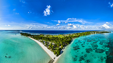 Aerial of Home Island, Cocos (Keeling) Islands, Australian Indian Ocean Territory, Australia, Indian Ocean