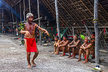 Shamans from the Yanomami tribe practising traditional healing methods, southern Venezuela, South America