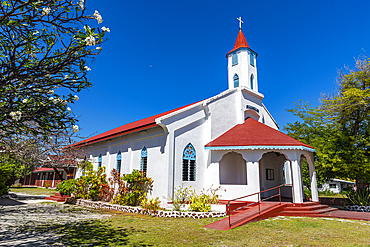 Rotoava church, Fakarava, Tuamotu archipelago, French Polynesia, South Pacific, Pacific