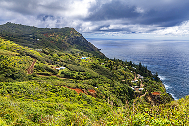 View over Pitcairn island, British Overseas Territory, South Pacific, Pacific