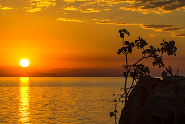 Otter Point at sunset, Cape Maclear, UNESCO World Heritage Site, Lake Malawi, Malawi, Africa