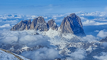 Langkofel mountain, Dolomites National Park, UNESCO World Heritage Site, South Tyrol, Italy, Europe