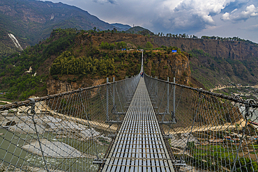 Hanging Bridge of Pokhara over the Bhalam River, Pokhara, Nepal, Asia