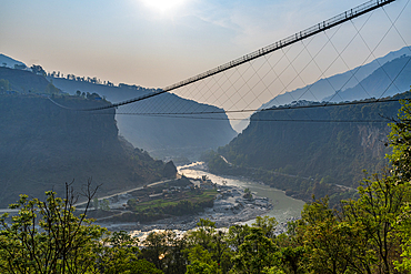 Hanging Bridge of Pokhara over the Bhalam River, Pokhara, Nepal, Asia